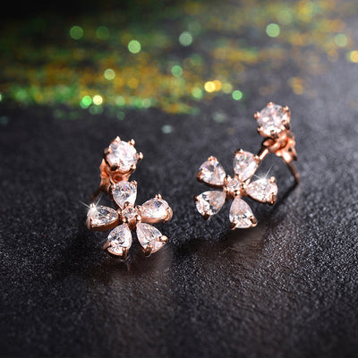 Women's Ear Studs Flower Zircon Ear Studs