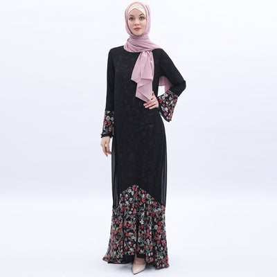 Chiffon Printed Mermaid Muslim Female Robe On Both Sides