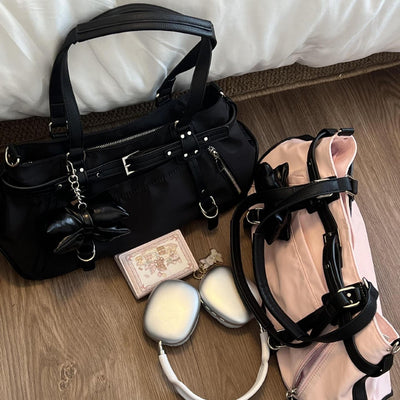 Commuter Underarm Design Girl's Headwind Texture Motorcycle Satchel