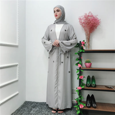 Embroidered Islamic Cardigan Robe Dress