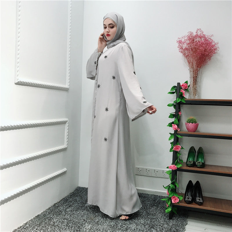 Embroidered Islamic Cardigan Robe Dress