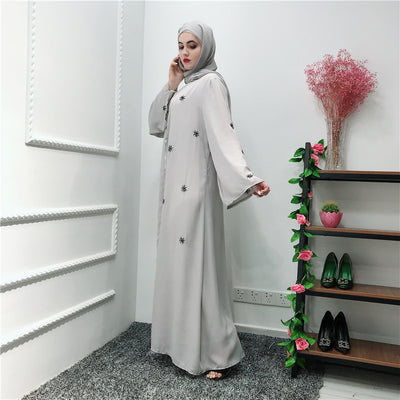 Embroidered Islamic Cardigan Robe Dress