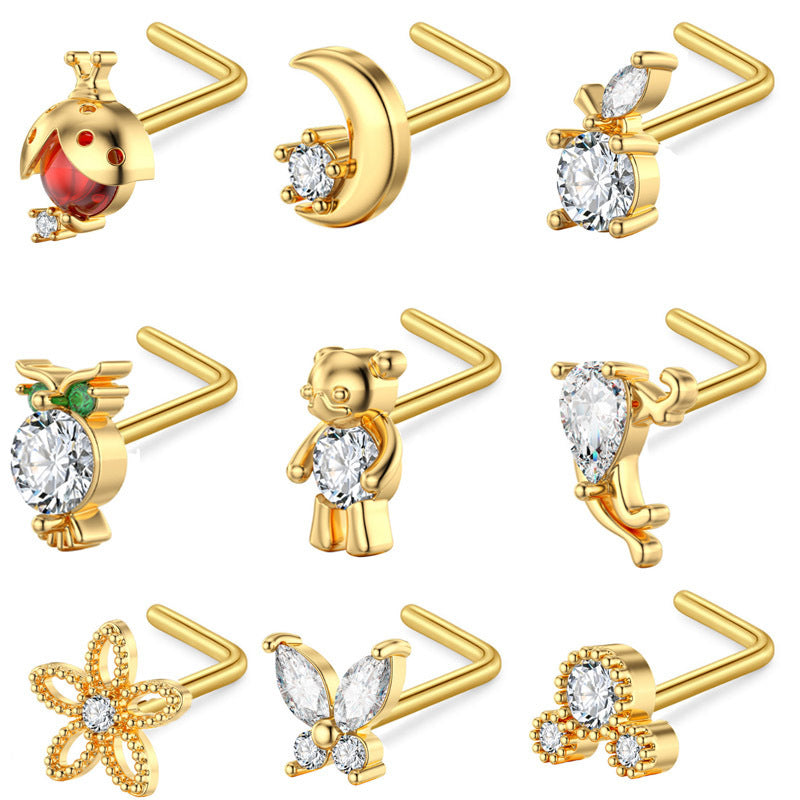 Zircon Nose Stud Ear Studs Piercing Jewelry