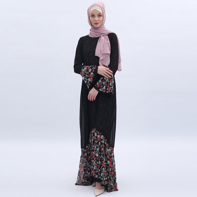 Chiffon Printed Mermaid Muslim Female Robe On Both Sides