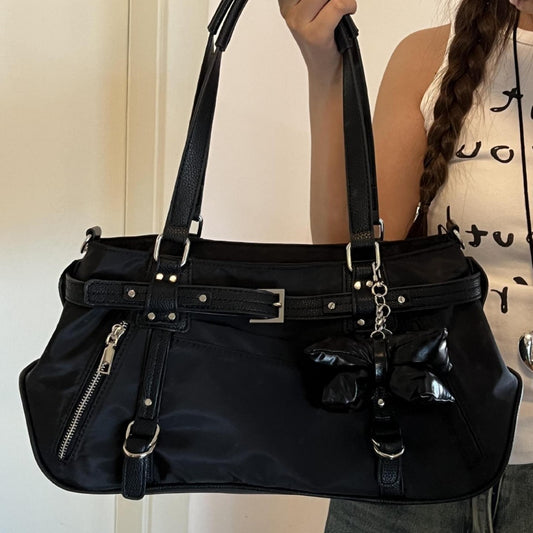 Commuter Underarm Design Girl's Headwind Texture Motorcycle Satchel