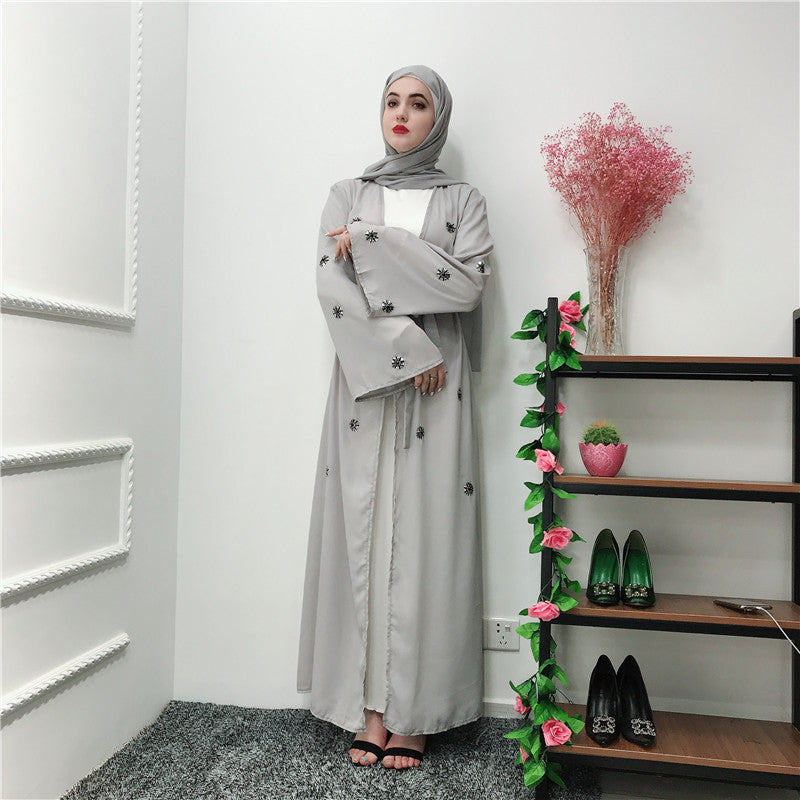 Embroidered Islamic Cardigan Robe Dress