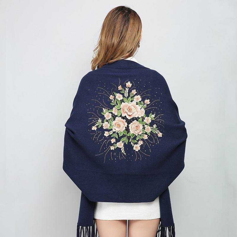 Female winter embroidered shawls