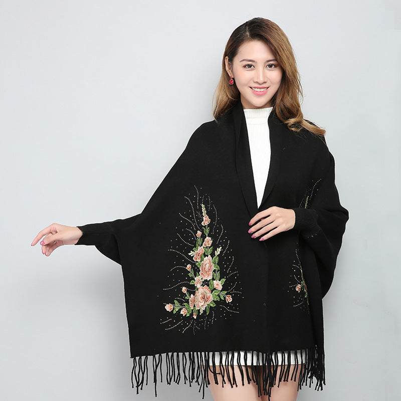 Female winter embroidered shawls