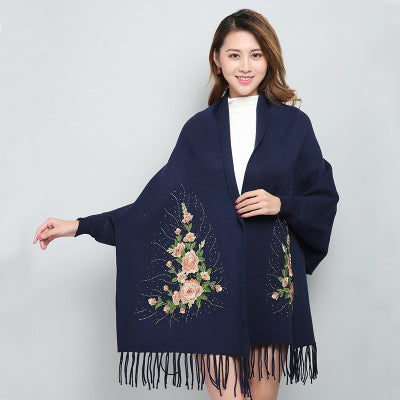 Female winter embroidered shawls