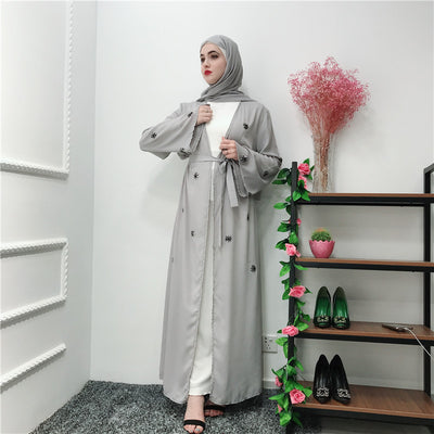 Embroidered Islamic Cardigan Robe Dress