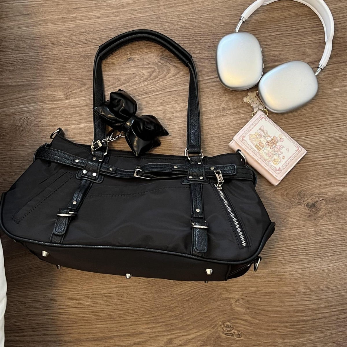 Commuter Underarm Design Girl's Headwind Texture Motorcycle Satchel