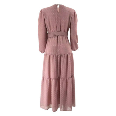 Women's Pure Color Elegant Robe With Belt Dress