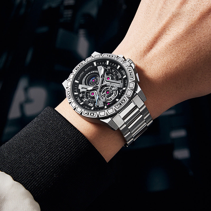 Three-Dimensional Hollow Waterproof Luminous Multifunction Quartz Watch