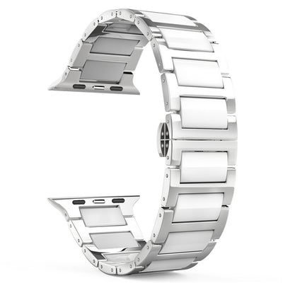 Universal Stainless Steel And Black Ceramics Apple Stainless Steel Strap