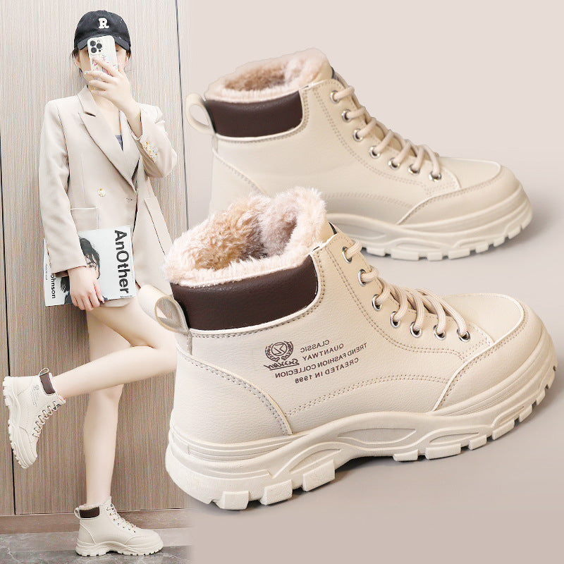 High-top Women's Shoes Cotton-padded Shoes With Velvet Warm
