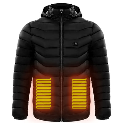Men Heated Puffer Jacket Electric Heating Coat Insulated Hood Windbreaker 9Heat Zones