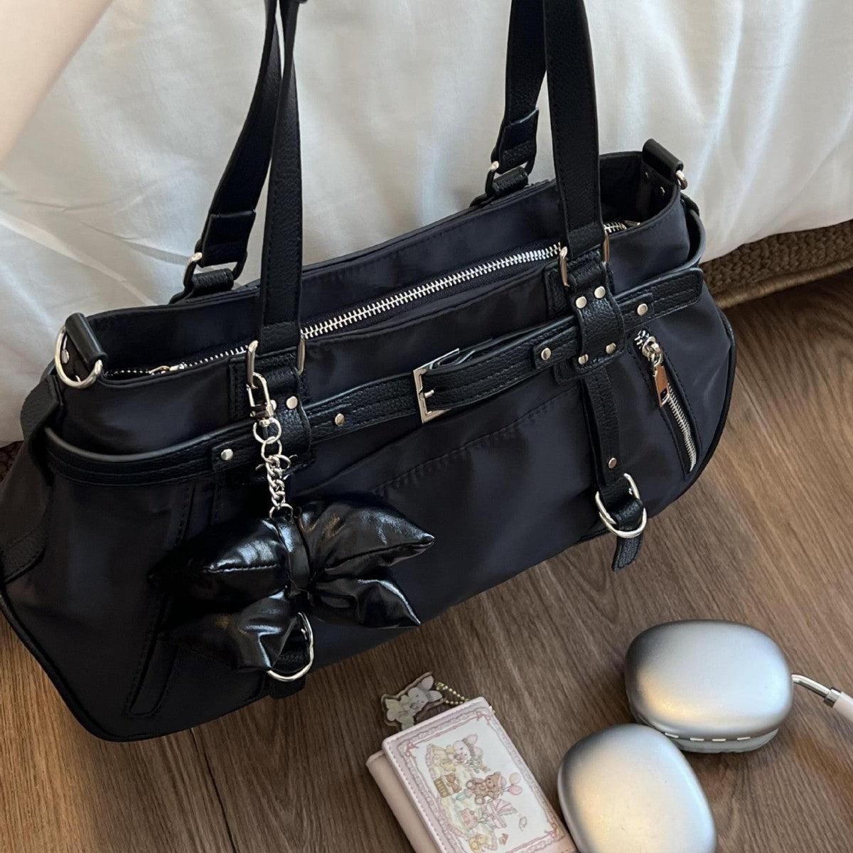 Commuter Underarm Design Girl's Headwind Texture Motorcycle Satchel