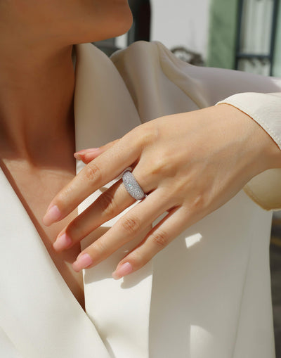 Moonlit Night Stars - A Fashionable Diamond Jewelry Piece Set With Moissanite S925 Sterling Silver And Platinum Diamond Ring